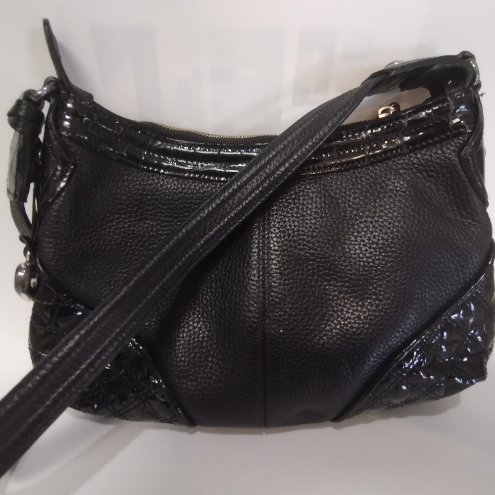 Brighton Leather black, croc & pebble leather handbag purse - Picture 8 of 9